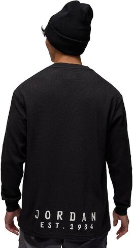 Jordan Essentials Men's Long Sleeved Waffle Top Shirt (US, Alpha, X-Large, Regular, Regular, Standard, Black/Sail) in Saudi Arabia