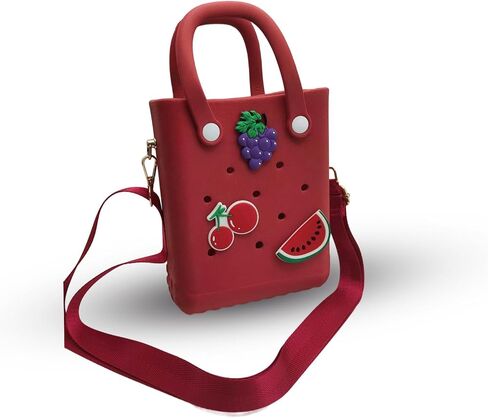 Small Rubber Beach Bag Simple Modern Waterproof Mini Eva Tote Pool Bag With Holes Crossbody Strap For Women (purple) in Saudi Arabia