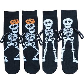 2 Pairs Halloween Holding Hands Socks Ghost Spooky Couple Socks for Men Women Novelty Funny Sock for Halloween Adult Gifts (B) in Saudi Arabia