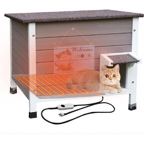 Deblue Ourdoor Cat House, 100% Insulated Cat Houses for Outdoor Cats, Weatherproof feral cat house with All-Round Foam, Wooden Cat Shelter for Multiple Cats (Insulated Cat House with Mat) in Kuwait