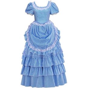 Victorian Striped Bustle Dress Vintage Garden Tea Party Ball Gown Civil War Renaissance Theater Costume for Women in Kuwait