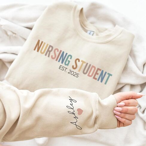 Personalized Nursing Student Sweatshirt, Custom Future Nurse Shirt, Medical School Gift, Gift for Healthcare Student in Saudi Arabia