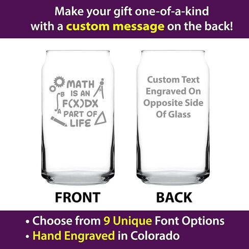 Math is an Integral Part of Life - Beer Can Pint Glass - Funny Math Nerd or Teacher Gifts for Women & Men - 16 oz in Saudi Arabia