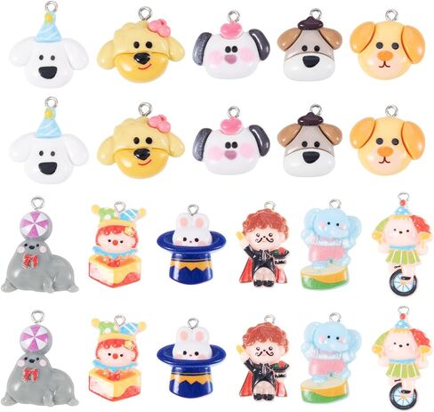 Craftdady Resin Cartoon Dog Pendant Cute 3D Puppy Dangle Charms with Loops Lovely Animal Pet Charms for DIY Necklace Bracelet Earring Key Chain Jewelry Making Crafts in Kuwait