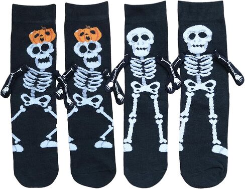 2 Pairs Halloween Holding Hands Socks Ghost Spooky Couple Socks for Men Women Novelty Funny Sock for Halloween Adult Gifts (B) in Saudi Arabia