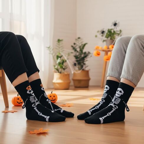 2 Pairs Halloween Holding Hands Socks Ghost Spooky Couple Socks for Men Women Novelty Funny Sock for Halloween Adult Gifts (B) in Saudi Arabia
