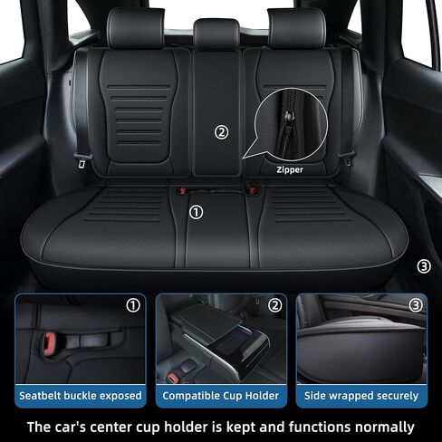 Seat Covers for Mercedes-Benz GLC 2016 2017 2018 2019 2020 2021 2022, Custom Fit Car Seat Protectors Full Set, Waterproof Premium Leather, for 5-Seater Model - Black in Saudi Arabia