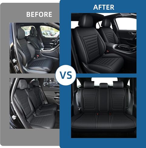 Seat Covers for Mercedes-Benz GLC 2016 2017 2018 2019 2020 2021 2022, Custom Fit Car Seat Protectors Full Set, Waterproof Premium Leather, for 5-Seater Model - Black in Saudi Arabia