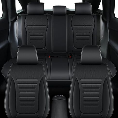 Seat Covers for Mercedes-Benz GLC 2016 2017 2018 2019 2020 2021 2022, Custom Fit Car Seat Protectors Full Set, Waterproof Premium Leather, for 5-Seater Model - Black in Saudi Arabia