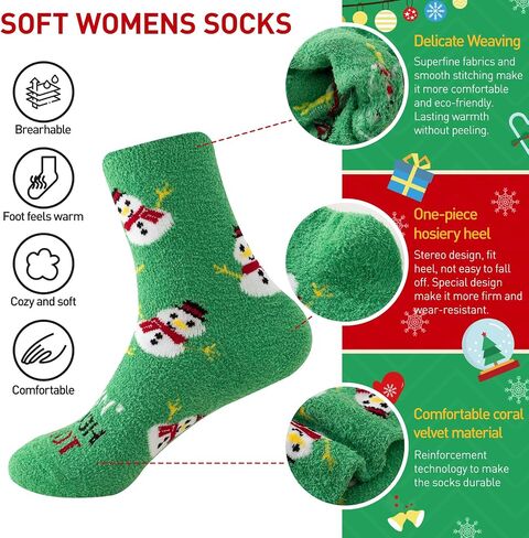 Fuzzy Christmas Socks for Women Funny Novelty Cozy Warm Slipper Holiday Socks for Women Christmas Gifts 6 Pairs in Kuwait