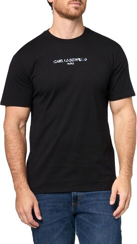 KARL LAGERFELD Men's Short Sleeve U-Neck Signature Logo T-Shirt in Saudi Arabia