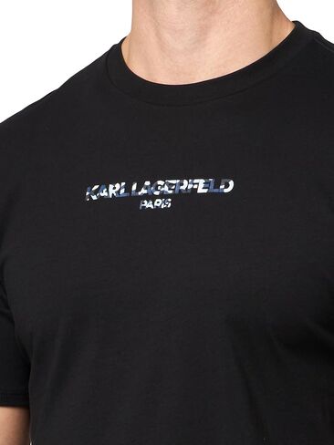 KARL LAGERFELD Men's Short Sleeve U-Neck Signature Logo T-Shirt in Saudi Arabia