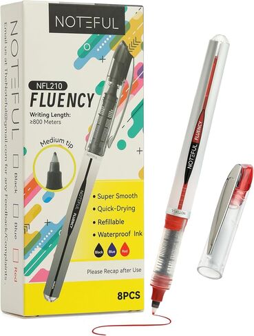 Felt Tip Fluency Pens, Medium Point (0.7mm), Waterproof Black ink, Fast Dry, No Smear No Bleed for Journaling, Note-Taking, Signing & Smooth Writing, 8 Count in Kuwait