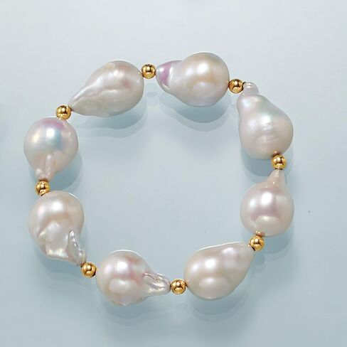 Ross-Simons 13-14mm Cultured Baroque Pearl Stretch Bracelet With 14kt Yellow Gold in Saudi Arabia
