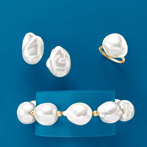 Ross-Simons 13-14mm Cultured Baroque Pearl Stretch Bracelet With 14kt Yellow Gold in Saudi Arabia