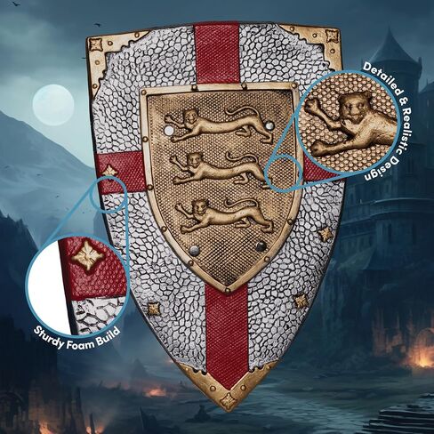 UNDERWRAPS Three Lions Foam Shield - Toy Shield for Men, Medieval Home Decor, Foam Weapons for Halloween, Kids Costume Accessories, Knight Cosplay Prop Shield in Saudi Arabia