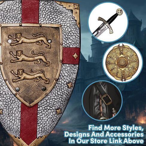 UNDERWRAPS Three Lions Foam Shield - Toy Shield for Men, Medieval Home Decor, Foam Weapons for Halloween, Kids Costume Accessories, Knight Cosplay Prop Shield in Saudi Arabia