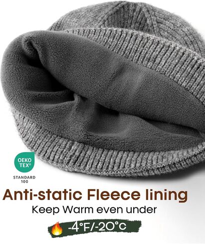 FURTALK قبعات الشتاء للرجال والنساء قبعة صغيرة مبطنة بالصوف قبعة جمجمة دافئة محبوكة للاستخدام الخارجي قطعتين in Kuwait
