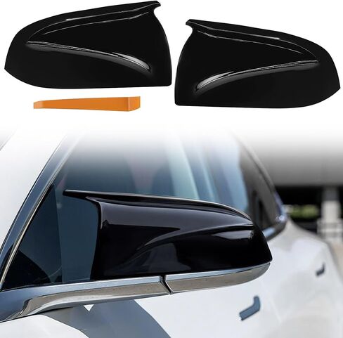 TOPUS Pair Side Mirror Cover Caps Replacement for Tesla Model 3 2018-2024 Ox Horn Style Car Exterior Reversing Rear View Mirror Housing Left & Right Carbon Fiber in Kuwait