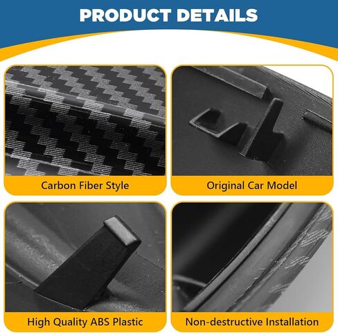 TOPUS Pair Side Mirror Cover Caps Replacement for Tesla Model 3 2018-2024 Ox Horn Style Car Exterior Reversing Rear View Mirror Housing Left & Right Carbon Fiber in Kuwait