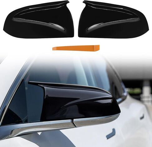TOPUS Pair Side Mirror Cover Caps Replacement for Tesla Model 3 2018-2024 Ox Horn Style Car Exterior Reversing Rear View Mirror Housing Left & Right Carbon Fiber in Kuwait