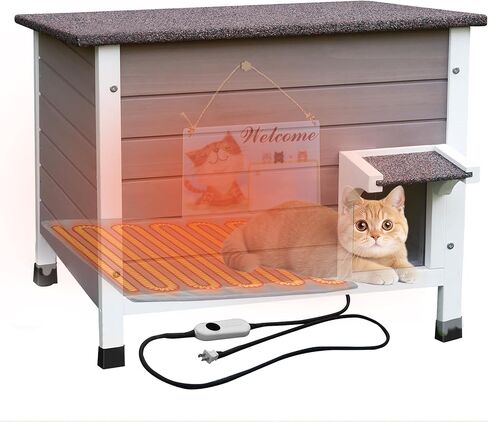 Deblue Ourdoor Cat House, 100% Insulated Cat Houses for Outdoor Cats, Weatherproof feral cat house with All-Round Foam, Wooden Cat Shelter for Multiple Cats (Insulated Cat House with Mat) in Kuwait