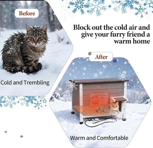 Deblue Ourdoor Cat House, 100% Insulated Cat Houses for Outdoor Cats, Weatherproof feral cat house with All-Round Foam, Wooden Cat Shelter for Multiple Cats (Insulated Cat House with Mat) in Kuwait