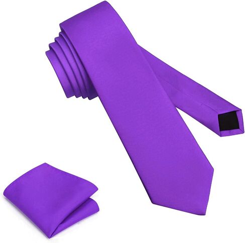 DecTwig Elegant 2.35" (6cm) Men's Skinny Black Tie and Pocket Square - For Men's Formal Events in Saudi Arabia