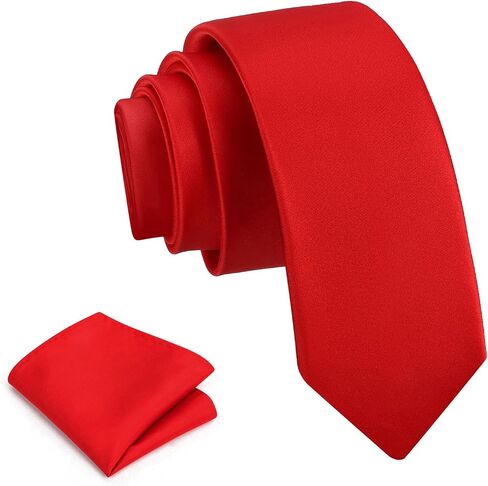 DecTwig Elegant 2.35" (6cm) Men's Skinny Black Tie and Pocket Square - For Men's Formal Events in Saudi Arabia