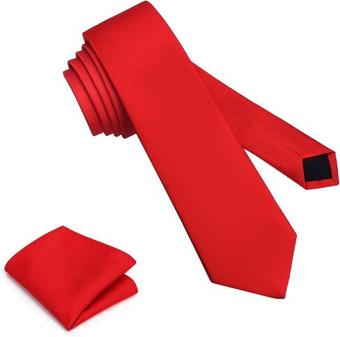 DecTwig Elegant 2.35" (6cm) Men's Skinny Black Tie and Pocket Square - For Men's Formal Events in Saudi Arabia