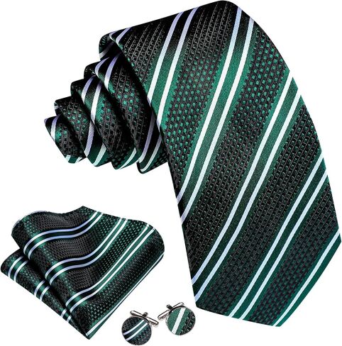Ties for Men Silk Necktie with Handkerchief Cufflinks Set for Graduation Business Wedding in Saudi Arabia