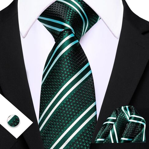 Ties for Men Silk Necktie with Handkerchief Cufflinks Set for Graduation Business Wedding in Saudi Arabia