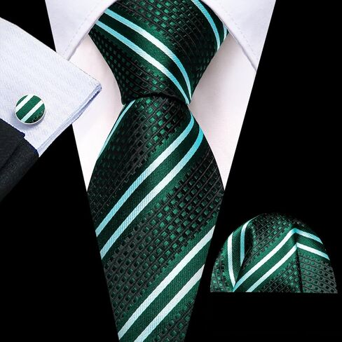 Ties for Men Silk Necktie with Handkerchief Cufflinks Set for Graduation Business Wedding in Saudi Arabia