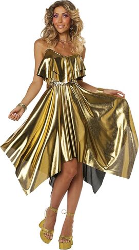 California Costumes, Women's 70'S Disco Dress - Gold, Size L in Saudi Arabia