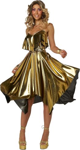 California Costumes, Women's 70'S Disco Dress - Gold, Size L in Saudi Arabia