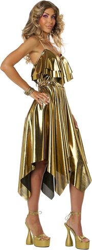 California Costumes, Women's 70'S Disco Dress - Gold, Size L in Saudi Arabia