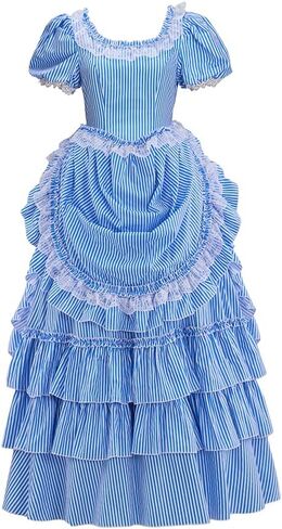 Victorian Striped Bustle Dress Vintage Garden Tea Party Ball Gown Civil War Renaissance Theater Costume for Women in Saudi Arabia