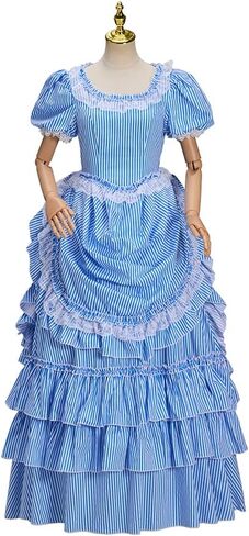 Victorian Striped Bustle Dress Vintage Garden Tea Party Ball Gown Civil War Renaissance Theater Costume for Women in Saudi Arabia