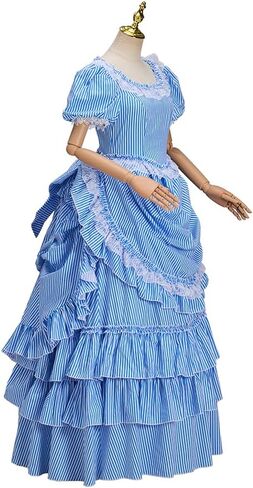 Victorian Striped Bustle Dress Vintage Garden Tea Party Ball Gown Civil War Renaissance Theater Costume for Women in Saudi Arabia