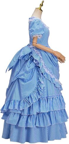 Victorian Striped Bustle Dress Vintage Garden Tea Party Ball Gown Civil War Renaissance Theater Costume for Women in Saudi Arabia