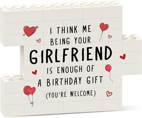 Boyfriend Birthday Gifts, Funny Building Block Puzzle Plaque, Birthday Gifts for Boyfriend, Him, BF, I Think Me Being Your Girlfriend is Enough Desktop Decorative Sign in Kuwait