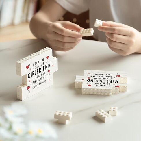 Boyfriend Birthday Gifts, Funny Building Block Puzzle Plaque, Birthday Gifts for Boyfriend, Him, BF, I Think Me Being Your Girlfriend is Enough Desktop Decorative Sign in Kuwait