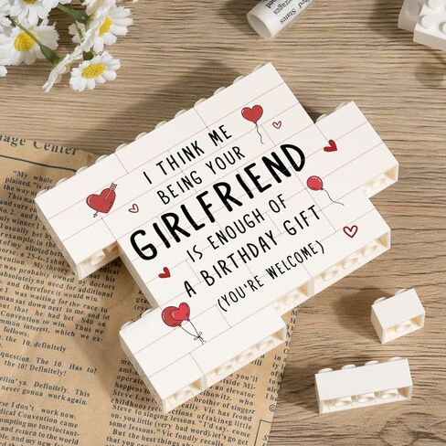 Boyfriend Birthday Gifts, Funny Building Block Puzzle Plaque, Birthday Gifts for Boyfriend, Him, BF, I Think Me Being Your Girlfriend is Enough Desktop Decorative Sign in Kuwait
