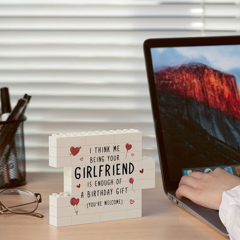 Boyfriend Birthday Gifts, Funny Building Block Puzzle Plaque, Birthday Gifts for Boyfriend, Him, BF, I Think Me Being Your Girlfriend is Enough Desktop Decorative Sign in Kuwait