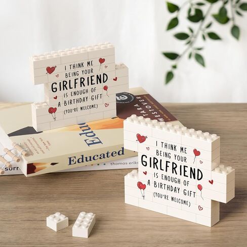 Boyfriend Birthday Gifts, Funny Building Block Puzzle Plaque, Birthday Gifts for Boyfriend, Him, BF, I Think Me Being Your Girlfriend is Enough Desktop Decorative Sign in Kuwait
