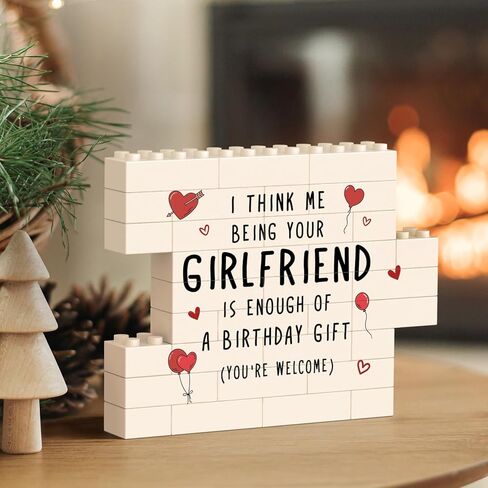 Boyfriend Birthday Gifts, Funny Building Block Puzzle Plaque, Birthday Gifts for Boyfriend, Him, BF, I Think Me Being Your Girlfriend is Enough Desktop Decorative Sign in Kuwait