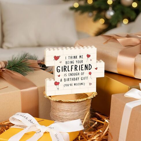 Boyfriend Birthday Gifts, Funny Building Block Puzzle Plaque, Birthday Gifts for Boyfriend, Him, BF, I Think Me Being Your Girlfriend is Enough Desktop Decorative Sign in Kuwait