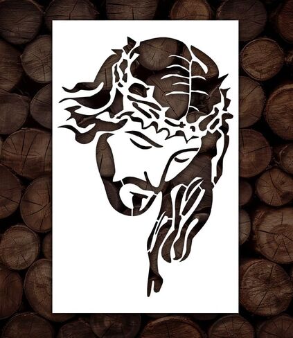 Jesus Christ Stencil Template - Reusable Religious Christian Easter Christmass Xmas Stencils for Painting on Wood, Glass, Wall, Rock, Walls, Canvas, Glassware, Spray Painting, Airbrushing (5x6) in Saudi Arabia