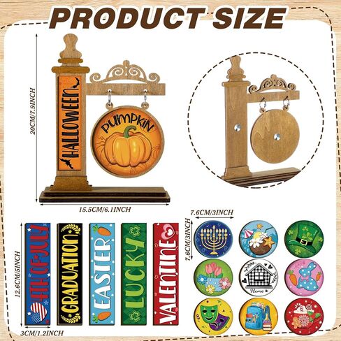 41 Pcs Interchangeable Seasonal Mini Standing Sign Farmhouse Interchangeable Welcome Wood Sign Interchangeable Seasonal Decor Decorative Wooden Holiday Table Sign for Home Table Decor in Kuwait