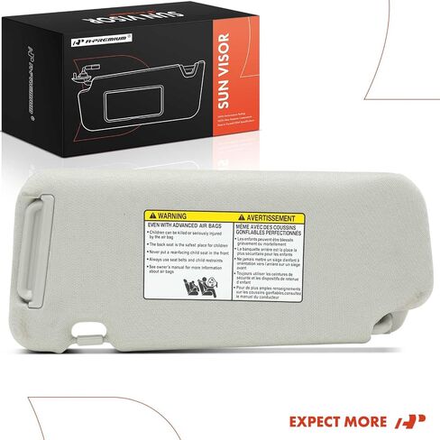 واقي الشمس من الجانب الأيسر للسائق A-Premium متوافق مع Nissan Murano 2009 2010 2011 2012 2013 2014 - مع مرآة فانيتي، مع ضوء فانيتي، مع امتداد منزلق، لون رمادي - يستبدل 964011AA1B in Kuwait